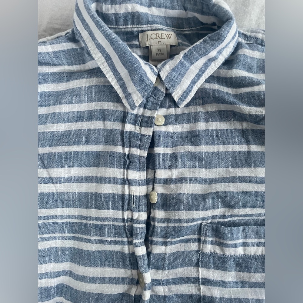 Jcrew Chambray Striped Button Up - image 5